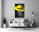 Yellow Hat Glass Wall Art