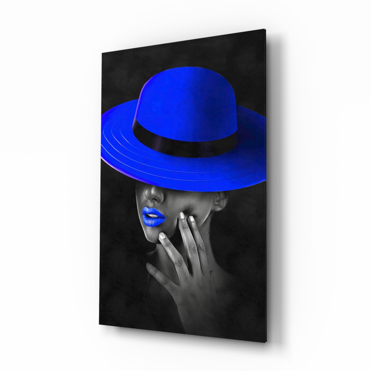 Blue Hat Glass Wall Art