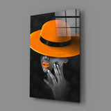 Orange Hat Glass Wall Art