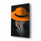 Orange Hat Glass Wall Art