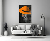 Orange Hat Glass Wall Art