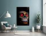 Sugar Skull Glass Wall Art