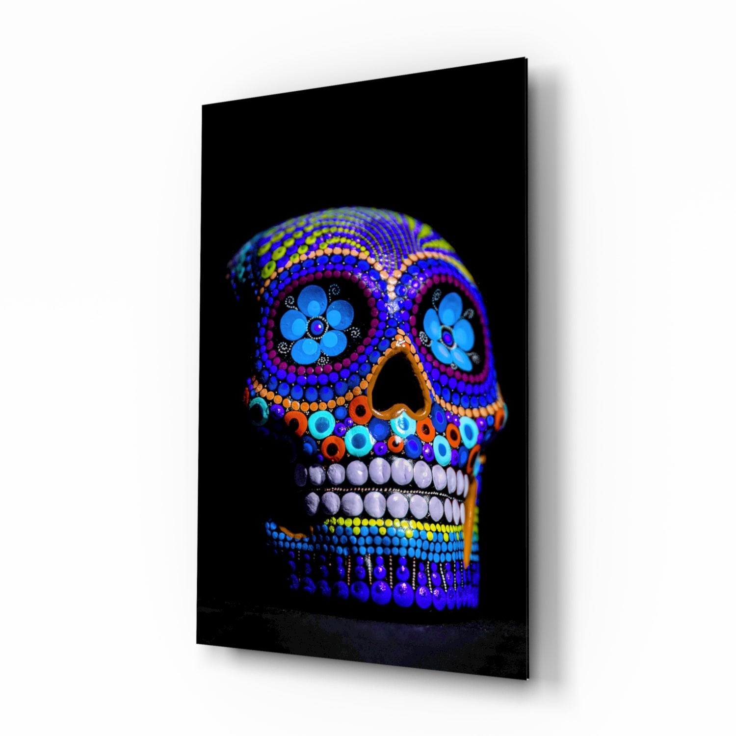 Sugar Skull Glass Wall Art