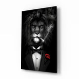 Lion as a Gentleman Glass Wall Art