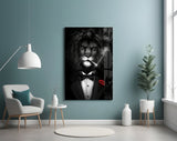 Lion as a Gentleman Glass Wall Art