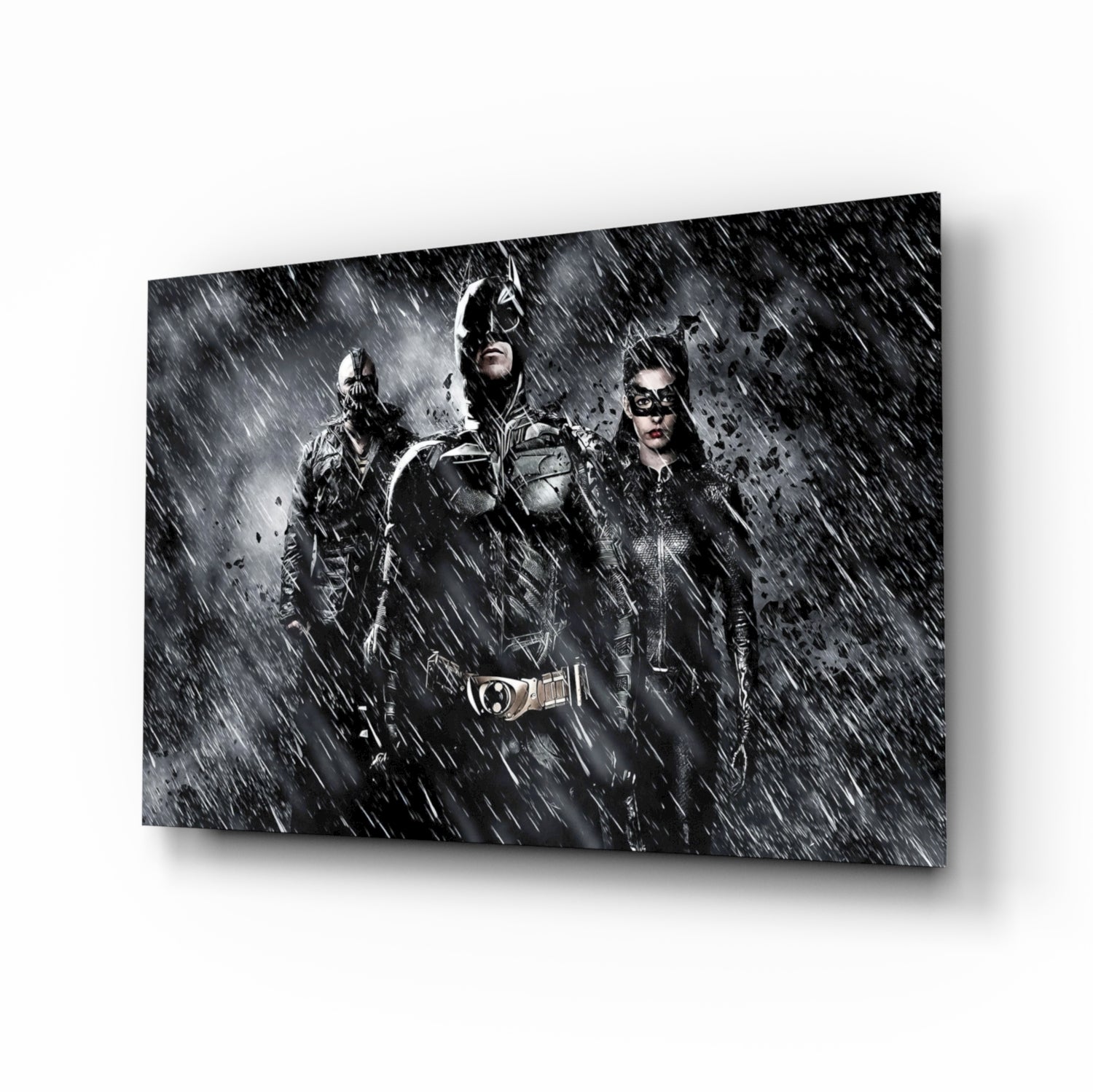 Batman, Catwomen and Bane Glass Wall Art