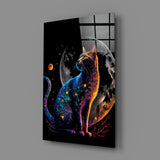 Moon Cat Glass Wall Art || Designer's Collection