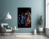 Moon Cat Glass Wall Art || Designer's Collection