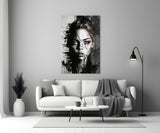 Scribbled Beauty Glass Wall Art || Designer's Collection