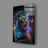 Moon Cat Glass Wall Art || Designer's Collection