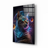 Moon Cat Glass Wall Art || Designer's Collection