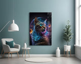 Moon Cat Glass Wall Art || Designer's Collection