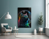 Moon Cat Glass Wall Art || Designer's Collection