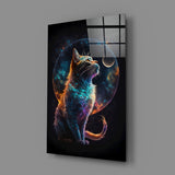 Moon Cat Glass Wall Art || Designer's Collection