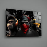 3 Wise Monkeys Glass Wall Art || Designer's Collection