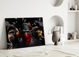 3 Wise Monkeys Glass Wall Art || Designer's Collection