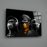 3 Wise Monkeys Glass Wall Art || Designers Collection