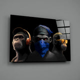 3 Wise Monkeys Glass Wall Art || Designers Collection