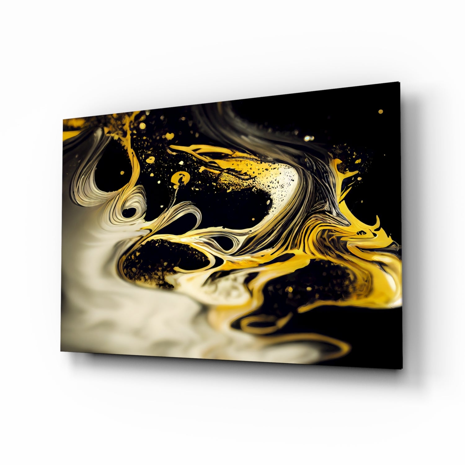 Golden Splash Glass Wall Art || Designers Collection