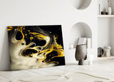 Golden Splash Glass Wall Art || Designers Collection