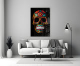 Flowery Skull Glass Wall Art || Designer's Collection