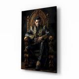 Elvis Presley in the Throne Glass Wall Art || Designer's Collection