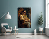 Elvis Presley in the Throne Glass Wall Art || Designer's Collection