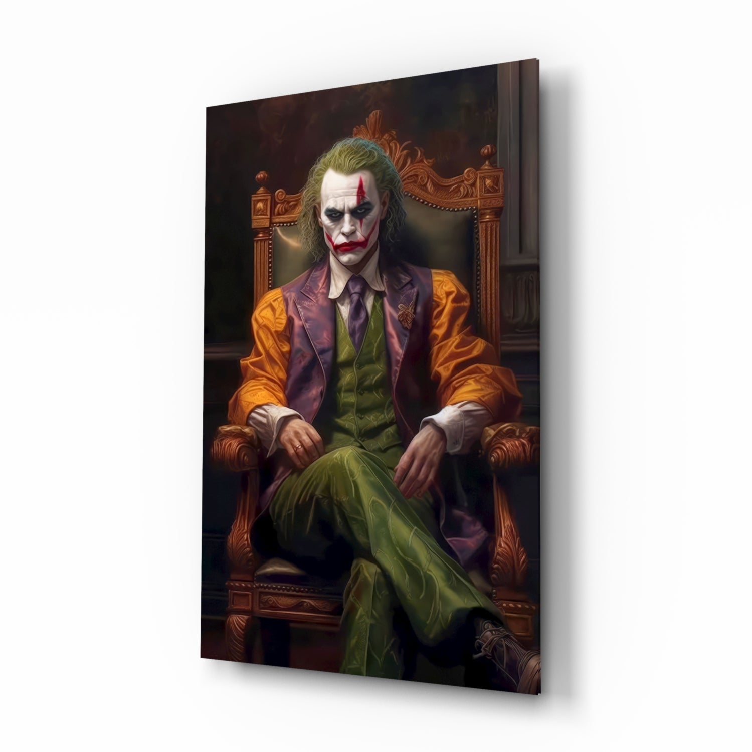 Joker in the Throne Glass Wall Art || Designer's Collection