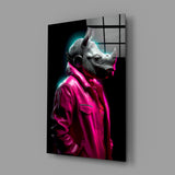 Rhino in Style Glass Wall Art || Designer's Collection