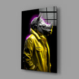 Rhino in Style Glass Wall Art || Designer's Collection