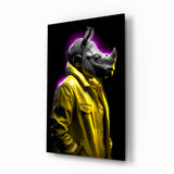 Rhino in Style Glass Wall Art || Designer's Collection