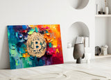 Bitcoin Glass Wall Art || Designer Collection