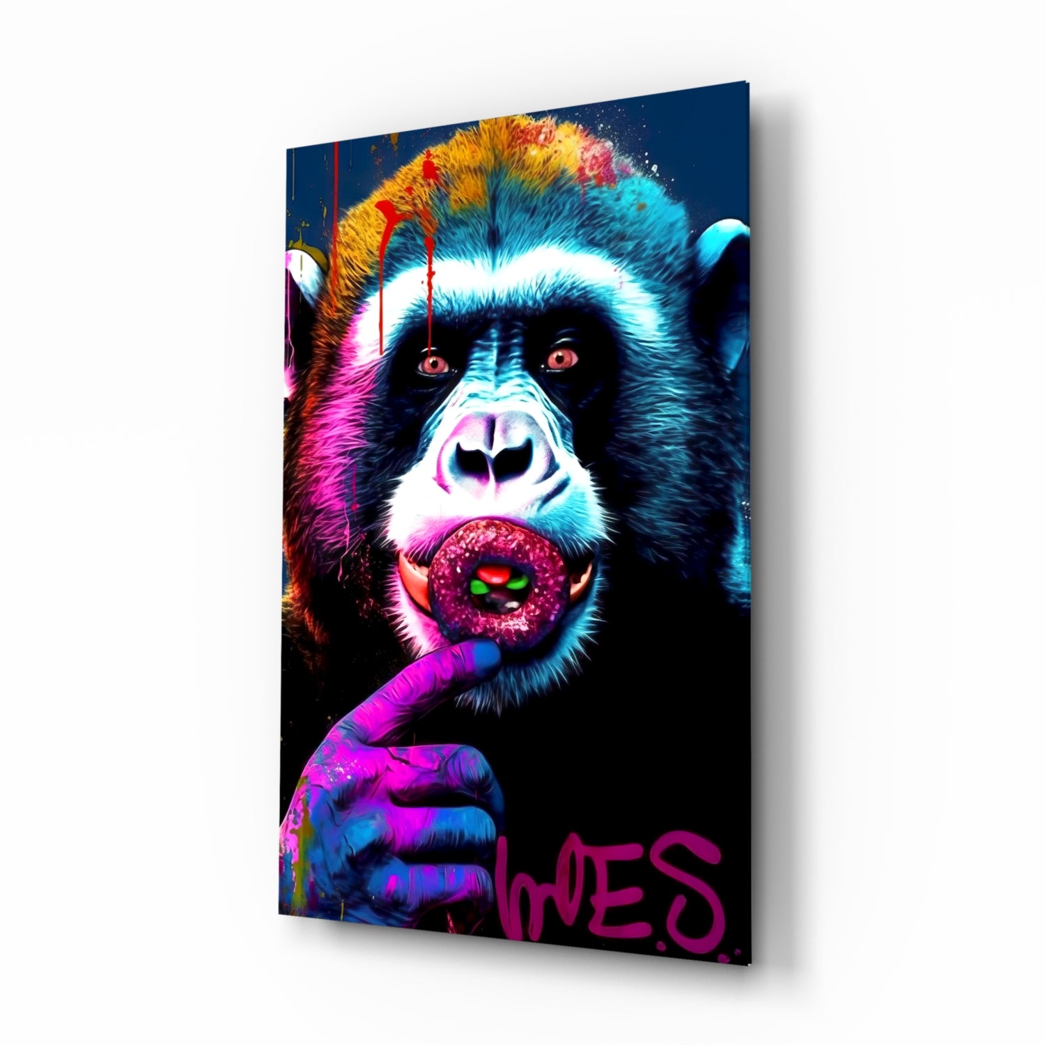 Monkey Kiss Glass Wall Art || Designer Collection