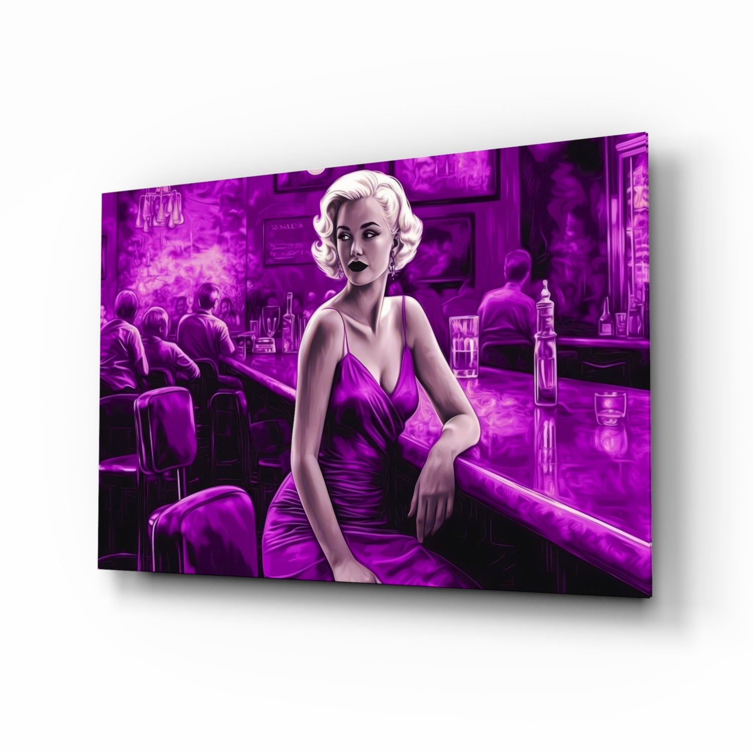 Marilyn in the Bar Glass Wall Art || Designer Collection