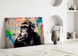 Thinking Monkey Glass Wall Art || Designer Collection