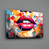 Red Lip Glass Wall Art || Designer Collection