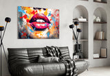 Red Lip Glass Wall Art || Designer Collection