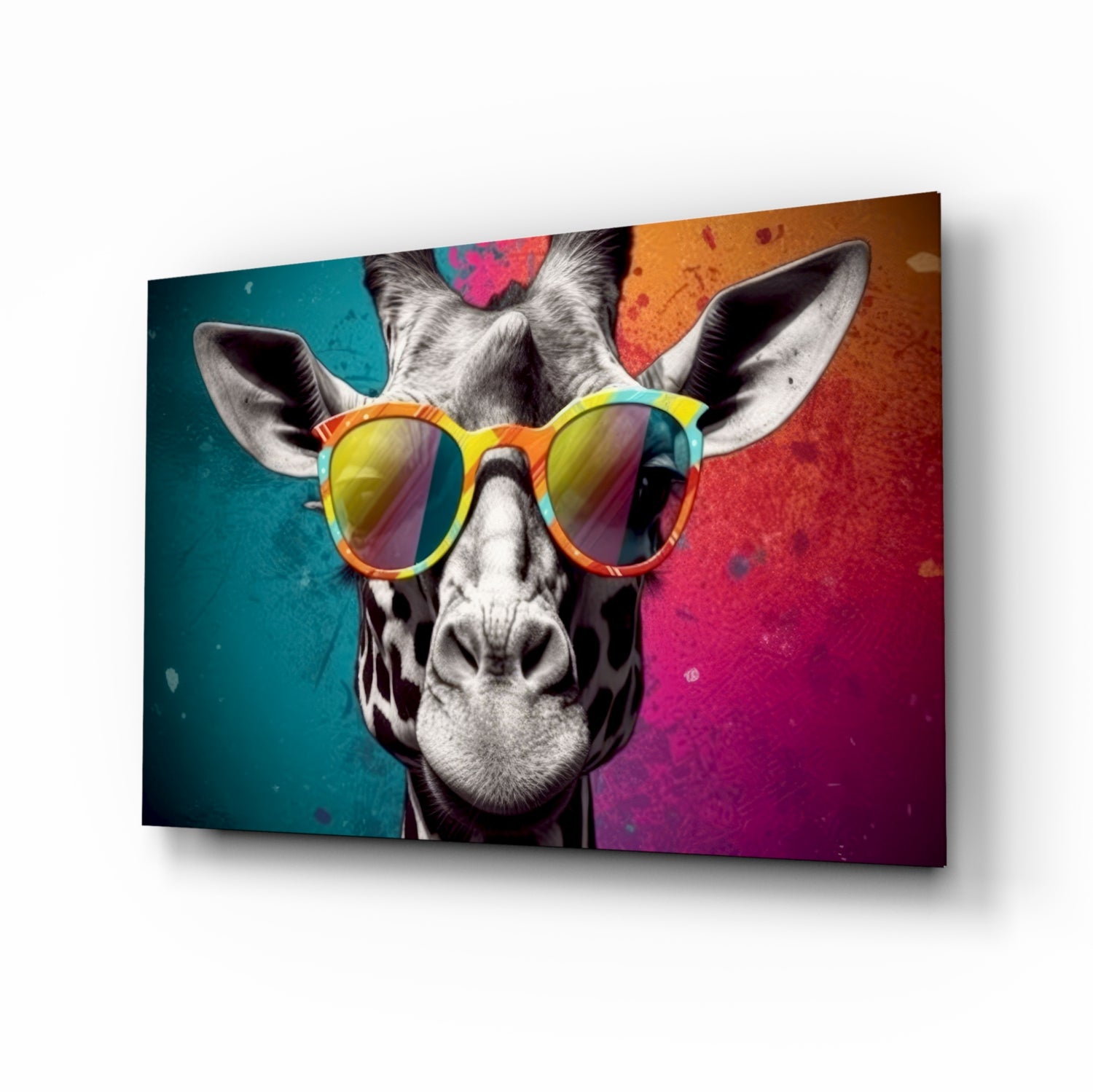 Cool Giraffe Glass Wall Art || Designer Collection