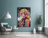 Music Girl Glass Wall Art || Designer Collection