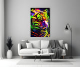 Neon Tiger Glass Wall Art|| Designer's Collection