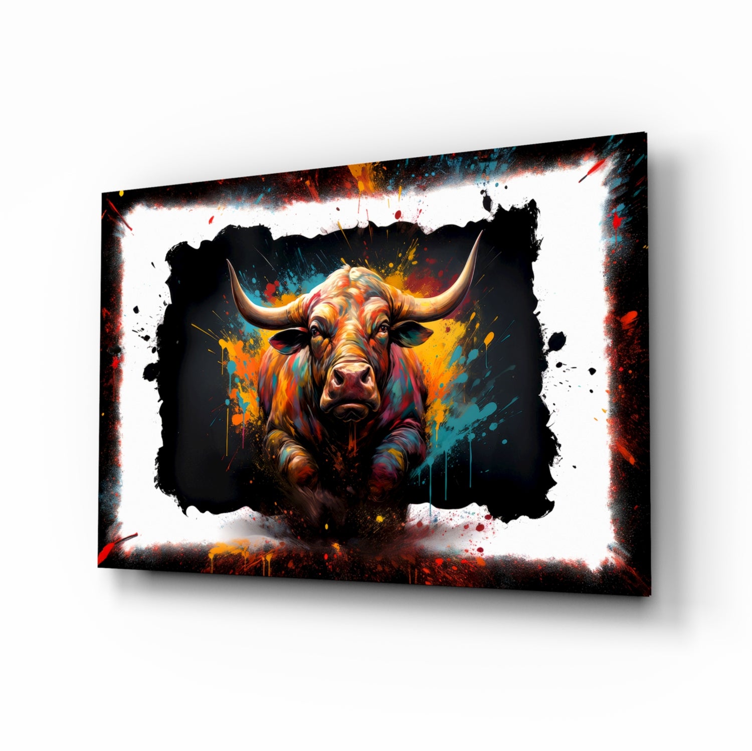 Bull Glass Wall Art|| Designer's Collection