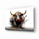 Bull Glass Wall Art|| Designer's Collection