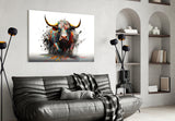 Bull Glass Wall Art|| Designer's Collection