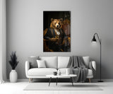 Gentleman - Bear Glass Wall Art|| Designer's Collection