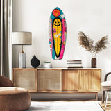 Smiley Surfing Glass Wall Art