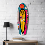 Smiley Surfing Glass Wall Art