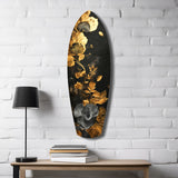 Golden Flower Glass Wall Art