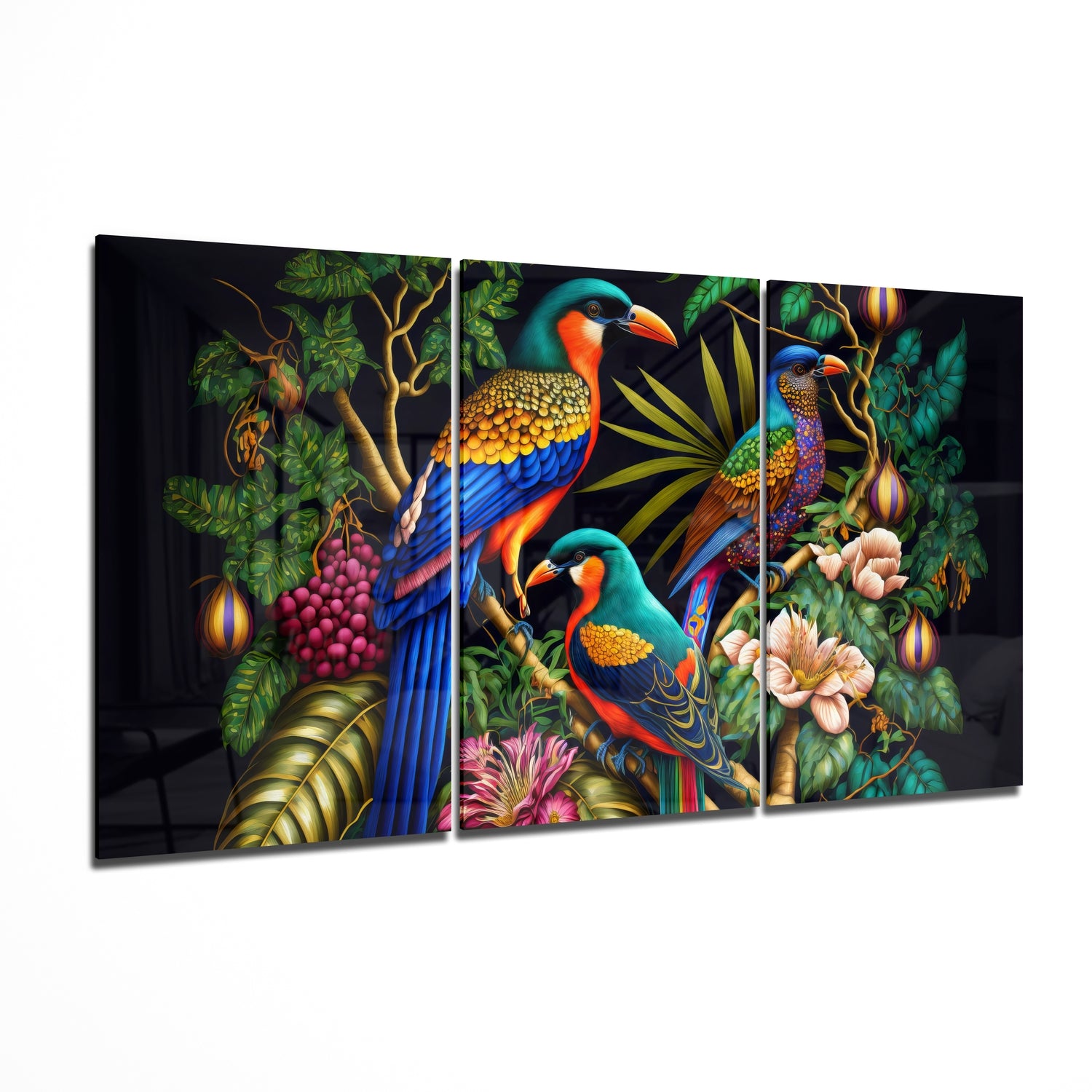 Tropical Birds Mega Glass Wall Art