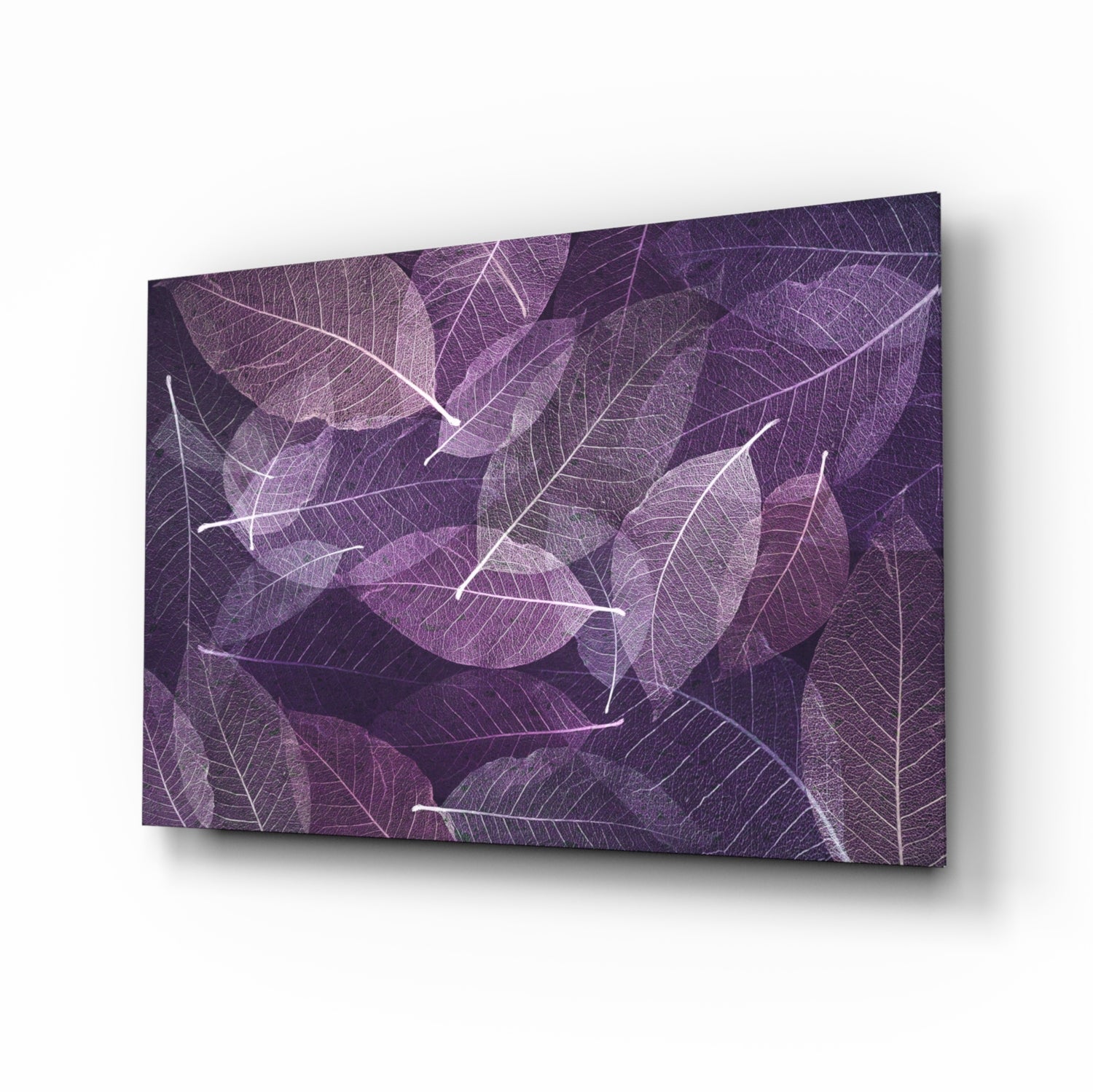 Purple Leaf Glass Wall Art