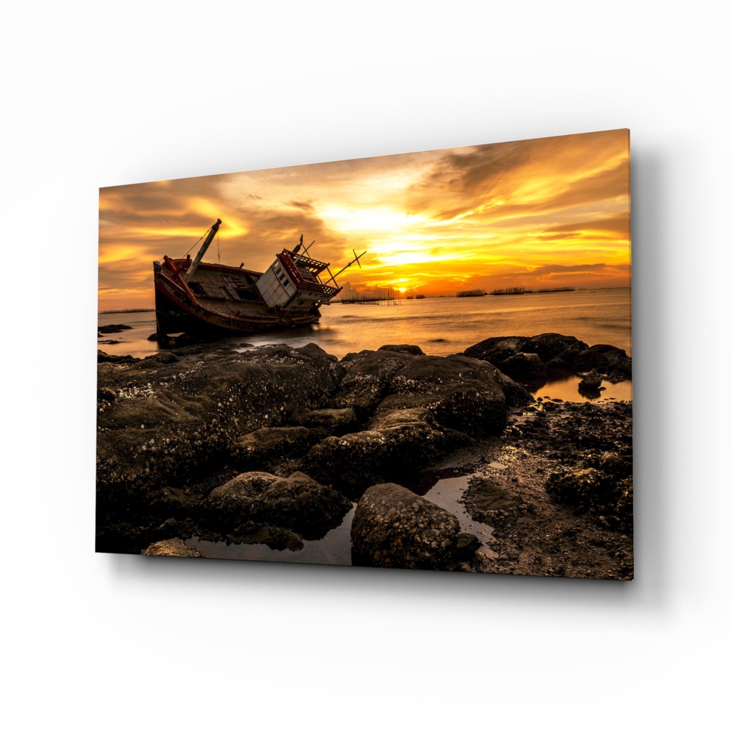 Ship Wreck Glass Wall Art